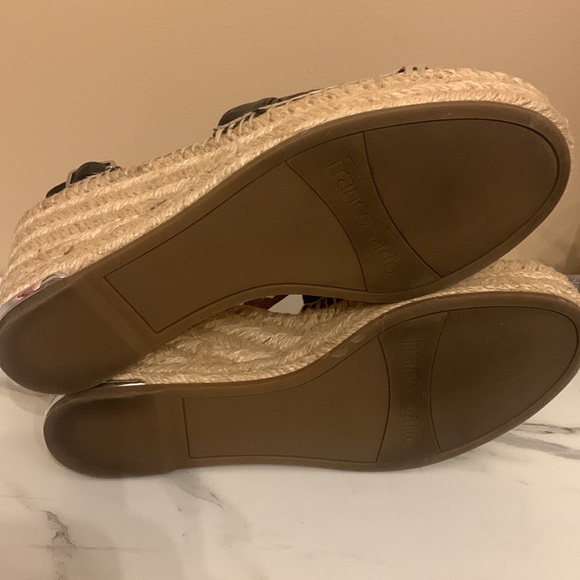 Franco Sarto Black Leather Webbed Top and Jute Wedge Sandals Size 7 NEW no box - Picture 7 of 7